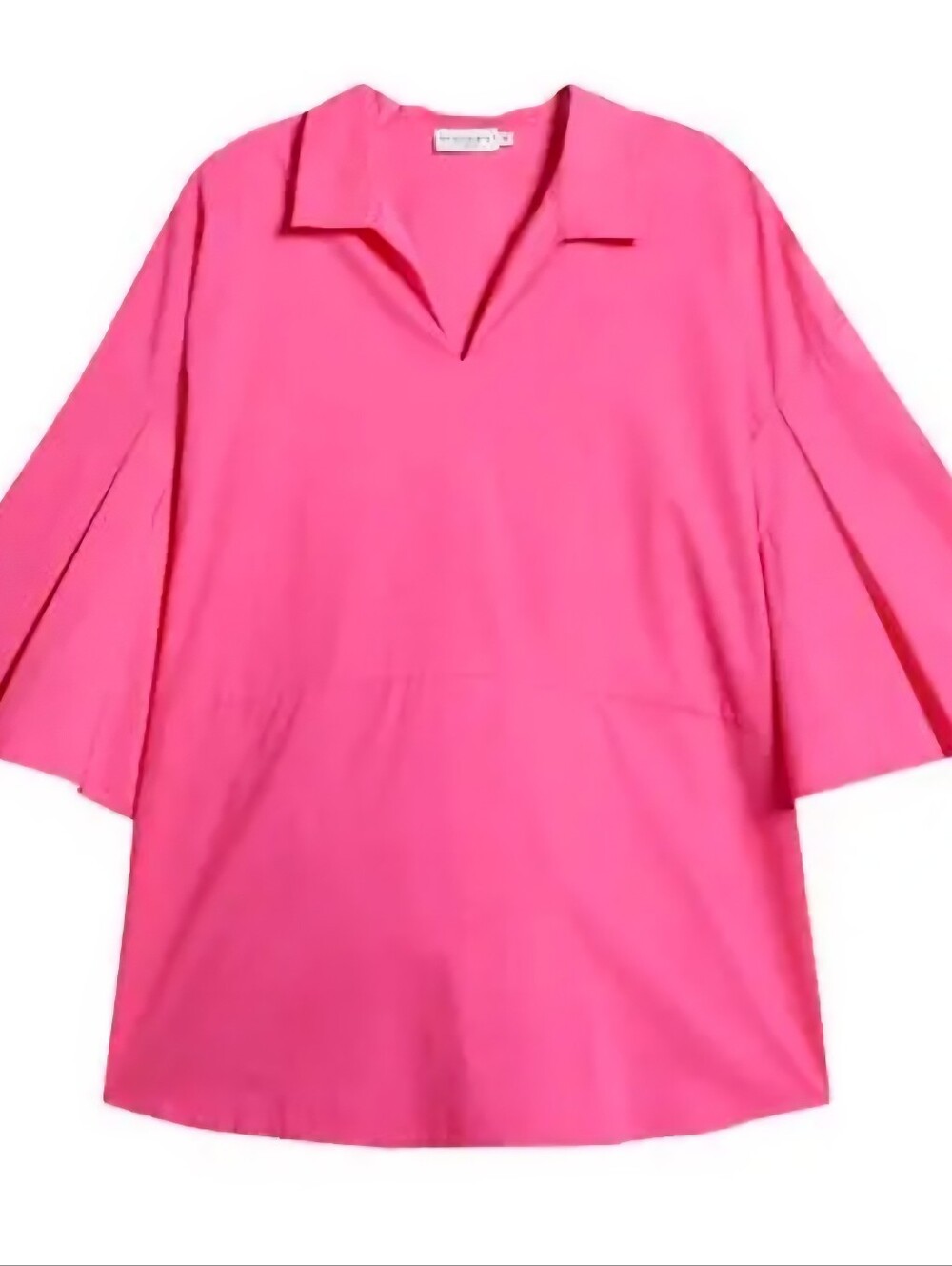 Relaxed V-Neck Tunic in Bright Pink